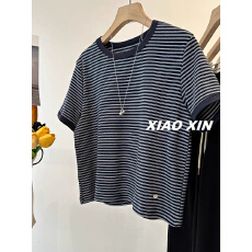 批发韩国洋气条纹短袖<b class='q'>T</b><b class='q'>恤</b> 2026夏季