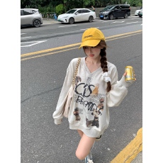 批发华棉复合 美式复古小狗长袖<b class='q'>卫衣</b>女秋季休闲套头上衣