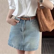 批发加内衬牛仔短裙女夏季新款a字裙小个子辣妹包臀裙裤半身裙i
