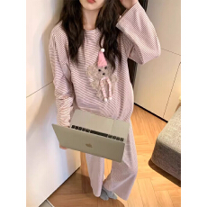 批发粉帽小狗网红ins风韩版2026年<b class='q'>长袖</b>新款睡衣<b class='q'>女</b>长裤家居