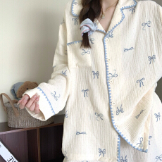 批发SLE-春季睡衣女新款云朵棉长袖小翻领长袖长裤休闲家居