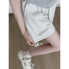 批发白灰色运动休闲短裤女夏季<b class='q'>松紧</b>腰外穿宽松百搭a字热裤子美式