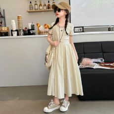 批发女童<b class='q'>连衣裙</b>中大童过膝长裙夏季2026新款儿童公主裙休闲森系裙子潮