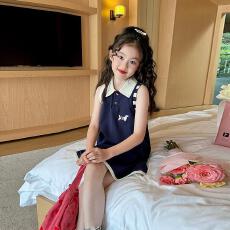 批发女童无袖<b class='q'>连衣裙</b>2026新款夏季中大童学院风韩系polo领无袖<b class='q'>背心裙</b>潮