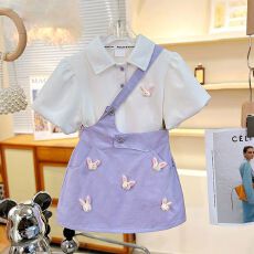 批发<b class='q'>女童</b><b class='q'>背带裙</b>夏季2025新款儿童洋气网红女大童夏装时髦短裙套装炸街