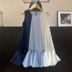 批发女童<b class='q'>连衣裙</b>夏季2026新款中大童时尚气质拼色荷叶摆韩版无袖<b class='q'>背心裙</b>