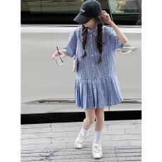 批发<b class='q'>女童</b>衬衫<b class='q'>连衣裙</b>夏季2025新款大童洋气POLO裙女孩学院格子A字裙潮