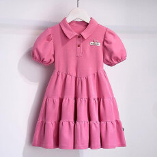 批发<b class='q'>女</b><b class='q'>童</b>连衣裙夏季2026洋气新款女大童Polo领时髦<b class='q'>百搭</b>泡泡袖公主裙潮