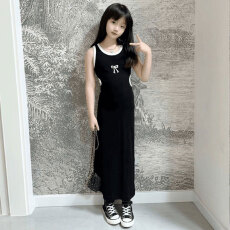 批发<b class='q'>女童</b>洋气<b class='q'>连衣</b>裙2025夏装新款时髦女孩网红黑色夏季公主裙薄款裙子