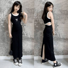 批发女童洋气<b class='q'>连衣裙</b>2026夏装新款时髦女孩网红黑色夏季公主裙薄款裙子