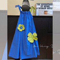 批发<b class='q'>女童</b>连<b class='q'>衣裙</b>2025新款夏季儿童度假风立体花朵背心裙公主裙子吊带裙