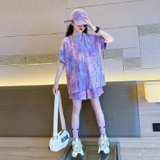 批发网红炸街<b class='q'>夏装</b><b class='q'>女</b><b class='q'>童</b>2026新款夏天中大儿童时髦洋气时尚女孩扎染套装
