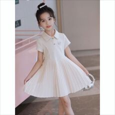 批发<b class='q'>女</b><b class='q'>童</b>小香风连衣裙<b class='q'>夏装</b>2026新款女孩法式公主裙polo领拼接百褶裙子