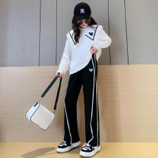批发女童春秋装套装2026新款洋气女孩休闲阔腿裤<b class='q'>儿童</b>时髦运动服两件套