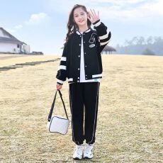 批发女童<b class='q'>夹克</b>套装2025新款春秋季时髦洋气<b class='q'>儿童</b>女孩运动棒球服两件套潮