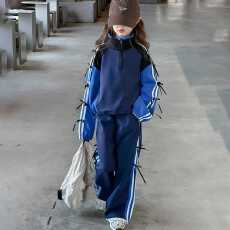 批发女童拼接套装2026新款春秋季洋气时髦潮流小女孩卫衣<b class='q'>裤</b>子两件套潮