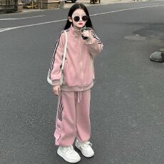 批发女童套装2025春秋新款女孩洋气<b class='q'>儿童</b><b class='q'>开衫</b>卫衣中大童休闲运动两件套
