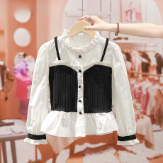 批发<b class='q'>女</b><b class='q'>童</b>秋装套装2026新款儿童韩系穿搭大童女孩洋气<b class='q'>衬衫</b>喇叭裤两件套