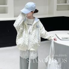 批发女童独特漂亮外套碎花开<b class='q'>衫</b>儿童春秋季洋气2025新款小女孩连帽上衣