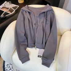 批发女童拉链卫衣新款<b class='q'>韩版</b>2025春秋款简约百搭休闲时髦连帽开衫上衣潮