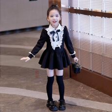 批发女童连衣裙春秋季2025新款<b class='q'>韩版</b>洋气儿童女孩子学院赫本风公主裙子