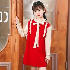 批发女童<b class='q'>连衣裙</b>春秋2025新款<b class='q'>儿童</b>过年裙子洋气公主裙小女孩毛衣裙冬季