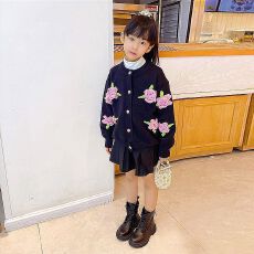 批发韩版<b class='q'>女童</b>立体<b class='q'>花朵</b>毛衣针织衫开衫2025新款童装春秋洋气儿童外套