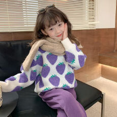 批发女童<b class='q'>春</b>秋款毛衣2025新款女孩洋气打底衫中大儿童针织保暖卡通上衣