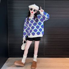 批发女童秋<b class='q'>冬</b>款毛衣2025新款秋<b class='q'>冬</b>装休闲洋气儿童中大童加厚针织衫上衣