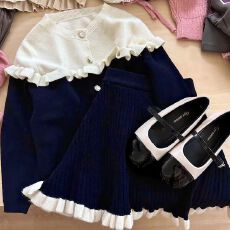 批发<b class='q'>女童</b>针织<b class='q'>套</b>装秋冬装2025新款洋气时尚小女孩小香风开衫毛衣两件套