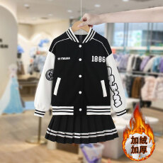 批发<b class='q'>女童</b>学院<b class='q'>风</b>套装加绒加厚冬季新款洋气时髦女孩童装JK百褶裙两件套