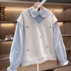 批发女童卫衣秋装2025新款<b class='q'>儿童</b>假两件上衣中大童秋季童装女孩早秋衣服