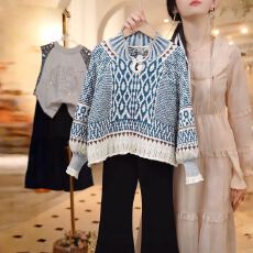 批发女童针织衫上衣<b class='q'>秋</b>季2025新款韩版女孩撞色毛衣中大童百搭套头衫潮