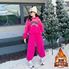 批发女童冬装加绒加厚套装2025新款<b class='q'>儿童</b>秋冬网红渐变卫衣运动两件套潮