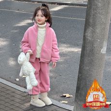 批发女童秋冬季套装2025新款洋气<b class='q'>儿童</b>运动服中大童休闲加绒加厚两件套