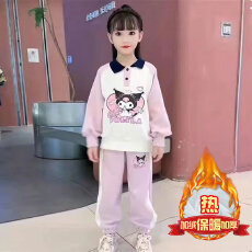 批发女童秋冬加厚套装2025新款小女孩卫衣裤时髦<b class='q'>儿童</b>运动加绒两件套潮