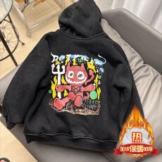 批发女童冬装加绒开衫卫衣2025新款儿童连帽宽松长袖外套洋气保暖上衣