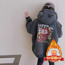 批发女童冬装加绒卫衣2025新款儿童连帽宽松长袖外套洋气保暖开衫上衣