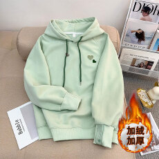 批发<b class='q'>女童</b>外套<b class='q'>加绒</b>秋冬款中大童洋气时髦开衫连帽卫衣粉色休闲ins上衣