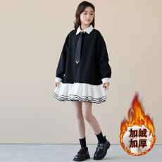 批发<b class='q'>女童</b><b class='q'>连衣裙</b>冬季2025新款洋气儿童学院风女大童公主风蓬蓬卫衣裙潮
