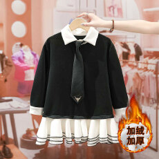 批发<b class='q'>女童</b><b class='q'>连衣裙</b>秋冬2025新款时尚POLO卫衣裙女孩学院风洋气蓬蓬公主裙