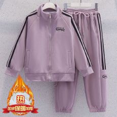 批发女童棒球服加绒套装秋冬装新款中大童洋气女孩卫衣外套卫裤两件套