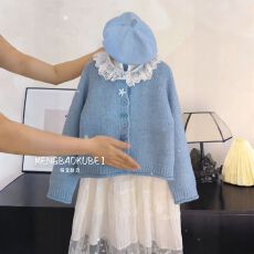 批发女童毛衣开衫套装秋装2025新款韩版儿童洋气女孩上衣半身裙三件套