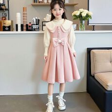 批发拜年服<b class='q'>女</b><b class='q'>童</b>连衣裙秋冬季小女孩<b class='q'>背心</b>裙套装儿童过年公主裙子新年装
