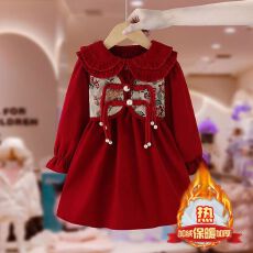 批发女童连衣裙<b class='q'>秋</b>冬季2025新款公主裙小女孩洋气韩版儿童加绒长袖裙子