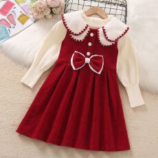 批发女童<b class='q'>秋</b>冬款连衣裙大童2025洋气学院风马甲背心裙子套装公主新年装