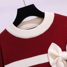 批发女童蝴蝶结毛衣秋冬款新款儿童洋气女孩加绒加厚针织保暖百搭上衣