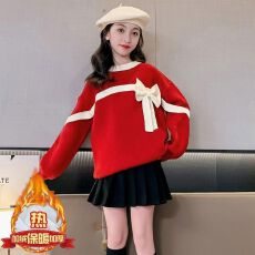 批发女童秋冬季加绒毛衣2025新款儿童拜年服中国风加厚针织衫打底上衣