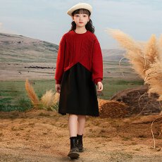 批发女童新中式新年套装秋冬款2025新款女大童毛衣保暖儿童国风两件套