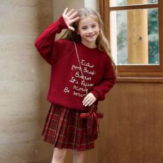 批发女童年服毛衣套装裙2025秋冬新款儿童女孩洋气针织衫百褶裙两件套